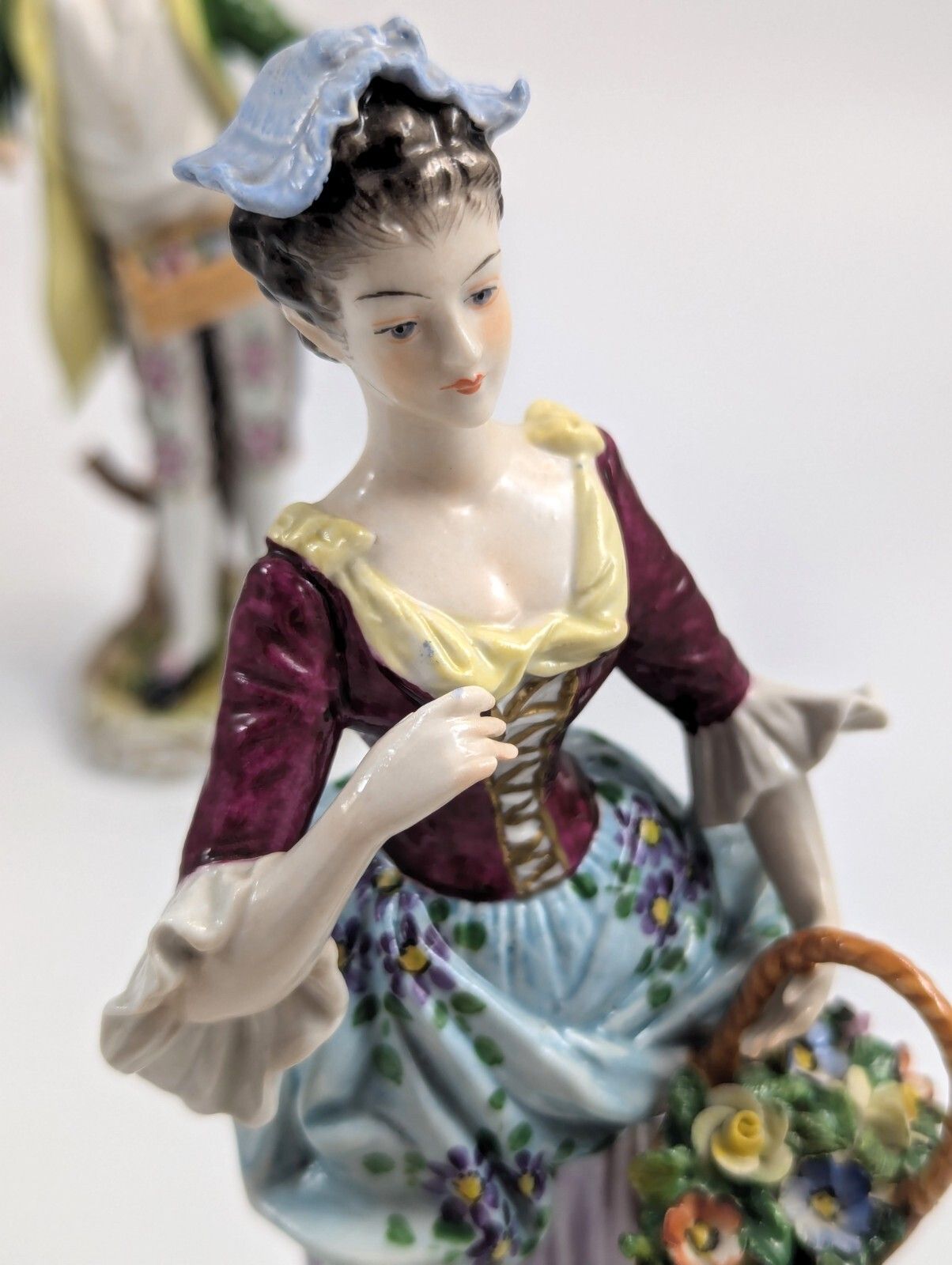 Home Decor Porcelain Figurines Of Flower Sellers By Volkstedt, Germany photo