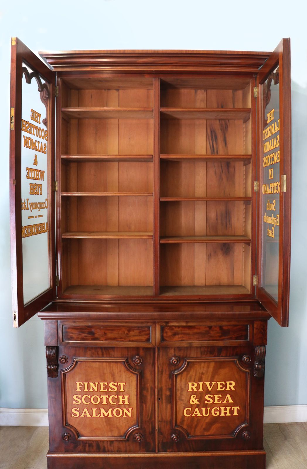 For The Fishermen And Culinary Enthusiasts! A Superb, Top Quality Victorian Mahogany Display Cabinet. photo furniture