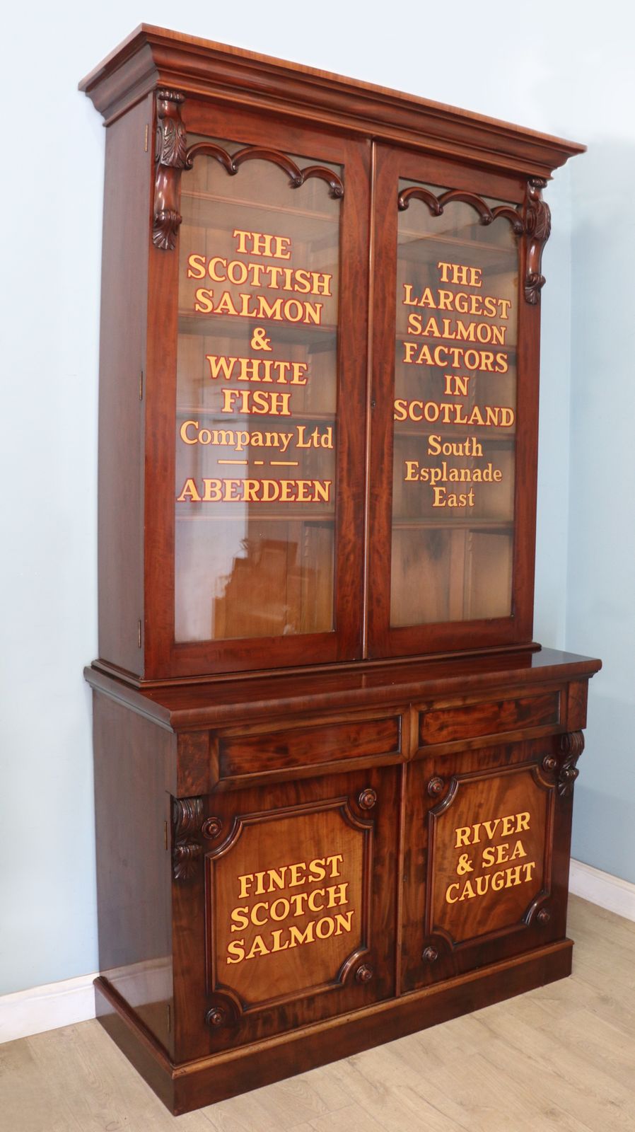 For The Fishermen And Culinary Enthusiasts! A Superb, Top Quality Victorian Mahogany Display Cabinet.