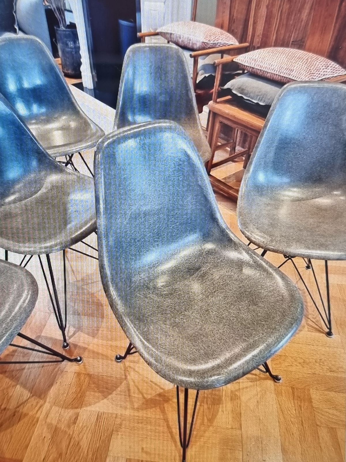 Set Of 6 Dsr Charles Eames Chairs   Original 50s/60s Fibreglass   Rare Colour photo Furniture