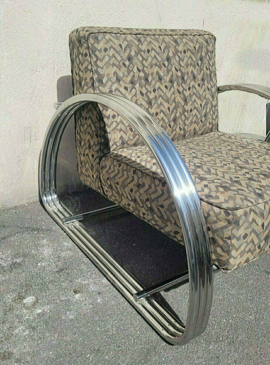 Ralph Lauren, Pair Of Large Chrome Armchairs, Xxth Century photo for sale