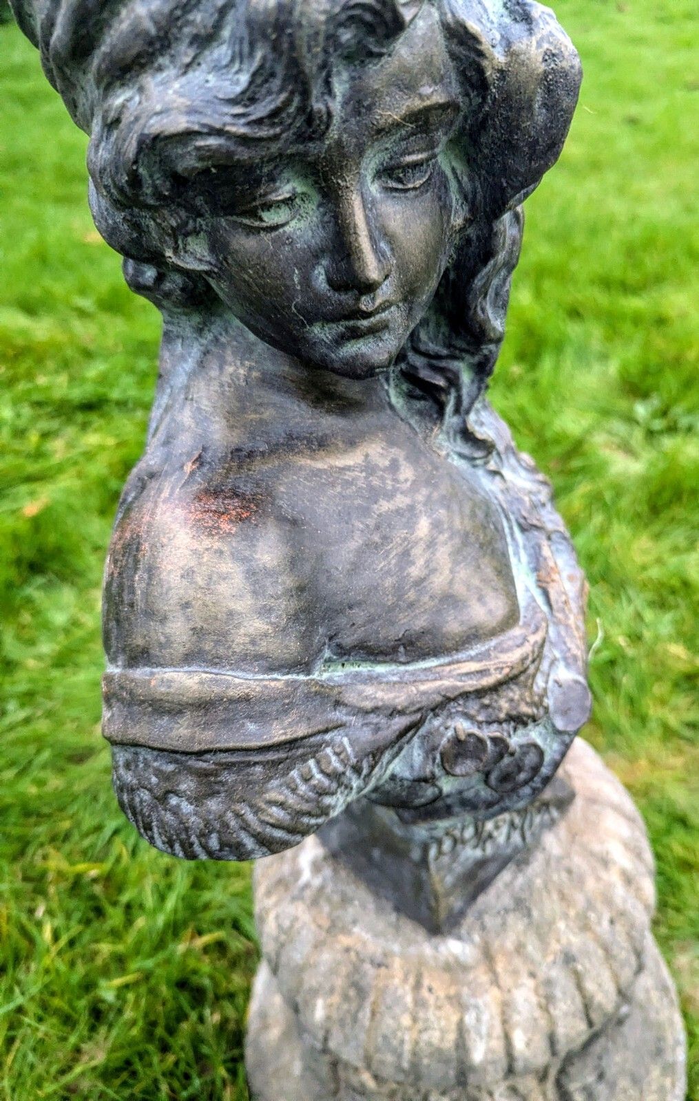 Beautiful Verdigris Bronzed Bust  Gypsy Bohemian Delivery Available 0274. photo vinterior