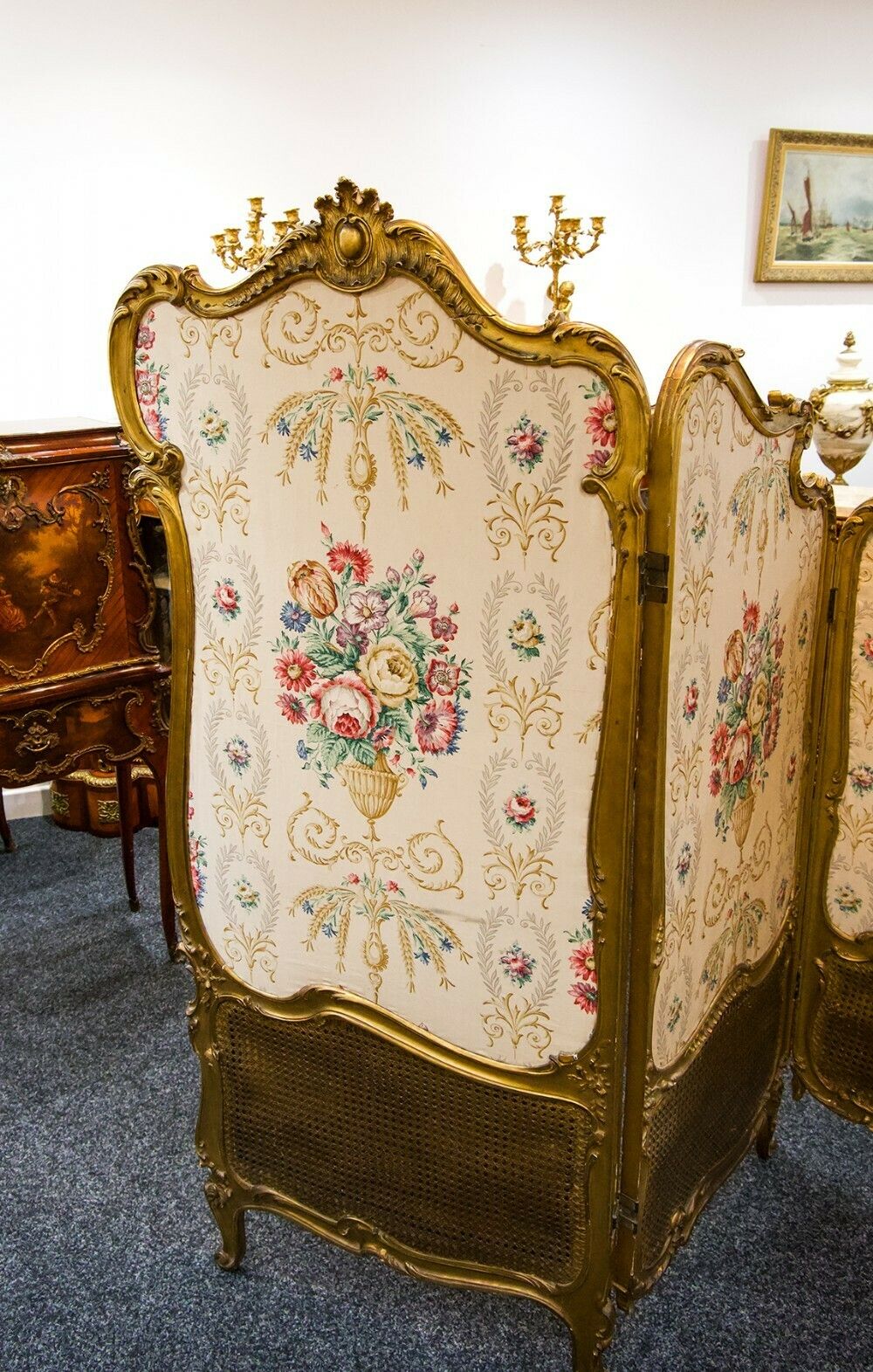Antique Carved Giltwood Screen / Room Divider photo Home Decor