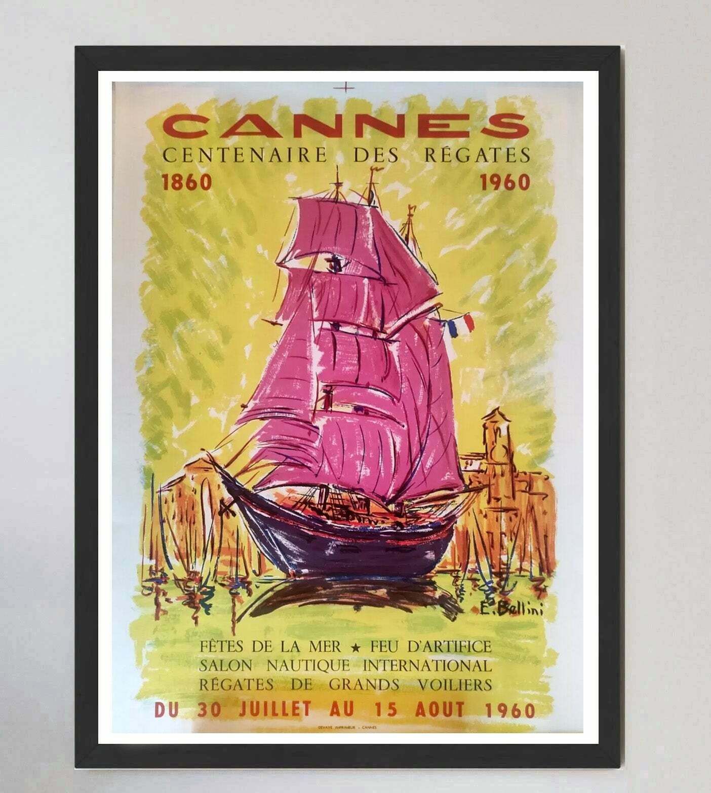 Cannes   Centenary Of The Ship Regatta 1860 1960 Original Vintage Poster photo furniture
