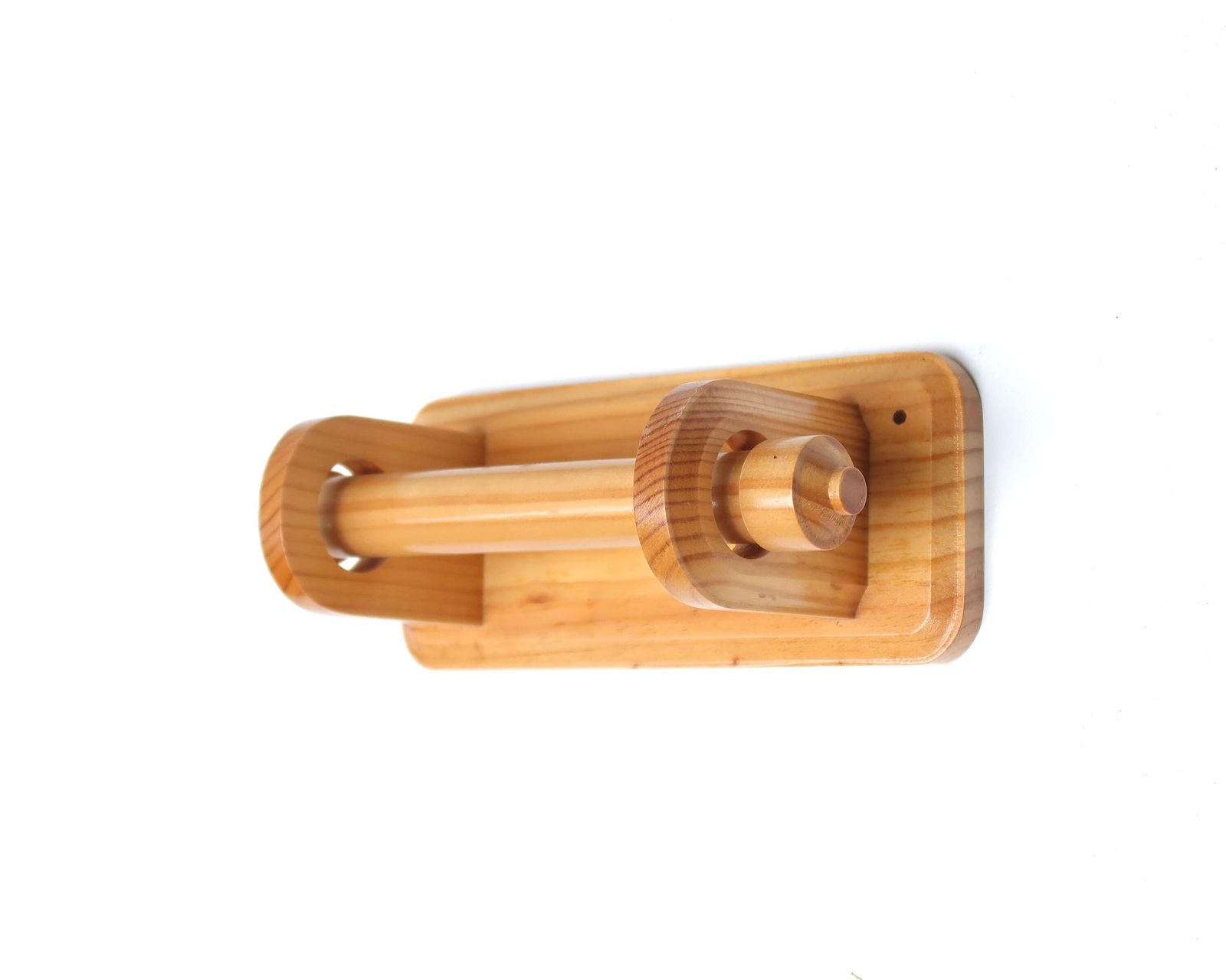 French Pin Wood Toilet Paper Dispenser, 1970s / Vintage, Pale Wood, Restroom, Bathroom, Hanger