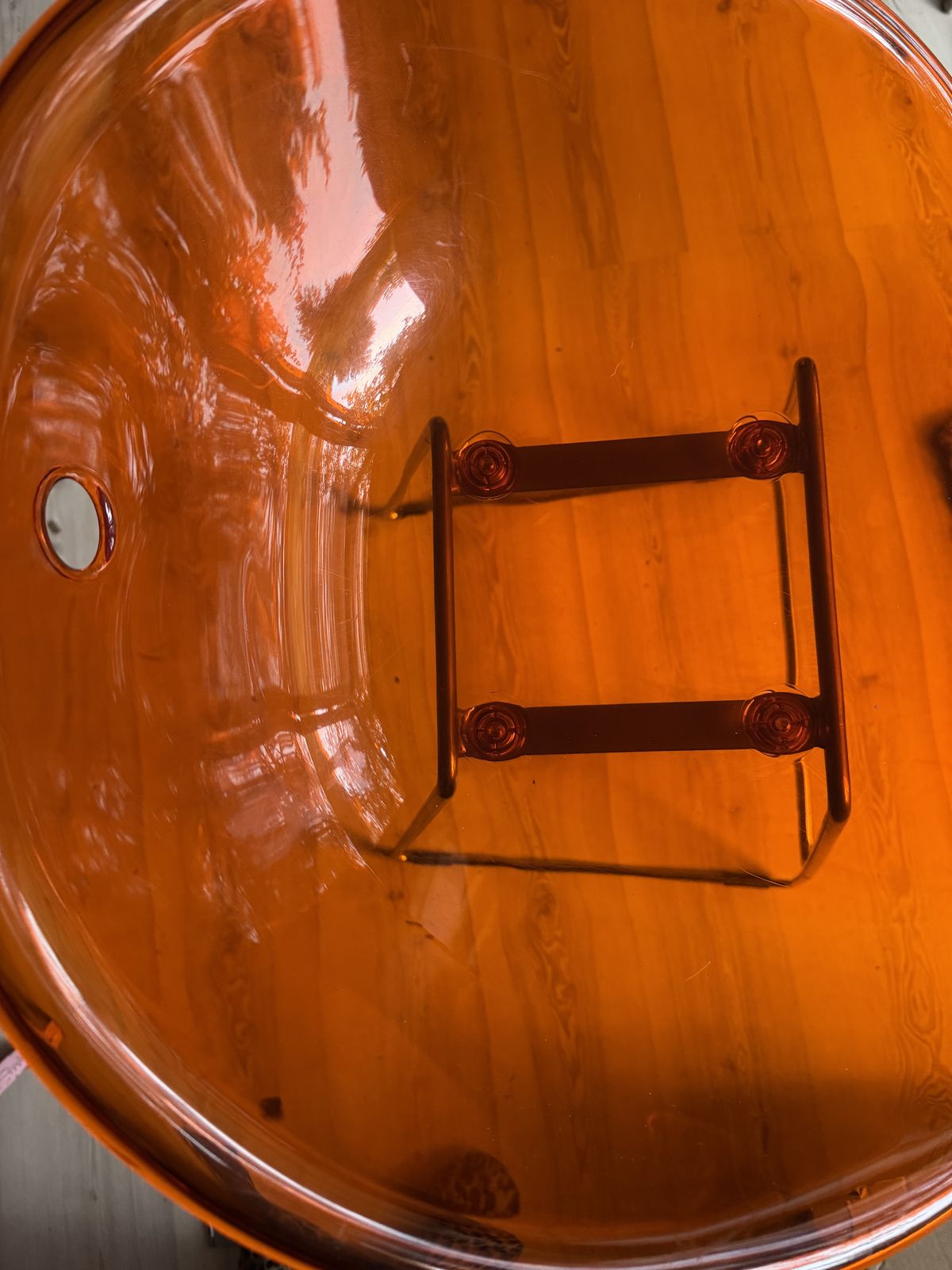 Pair Of Pedrali Gliss Italian Transparent Orange Bar Stools   Modern 50's Style photo for sale