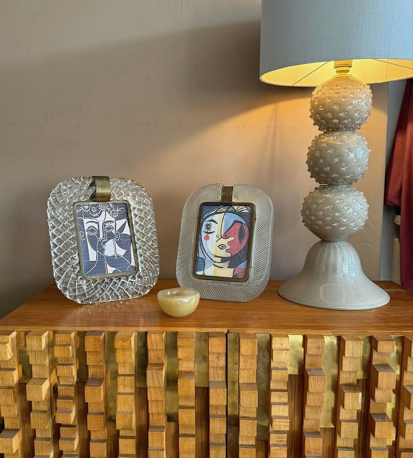 An Orignal 1940s Murano Torchon Glass And Brass Framed Mirror Attributed To Seguso photo furniture