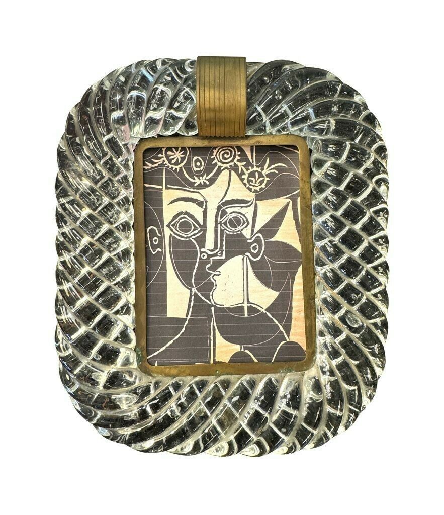 An Orignal 1940s Murano Torchon Glass And Brass Framed Mirror Attributed To Seguso photo Home Decor