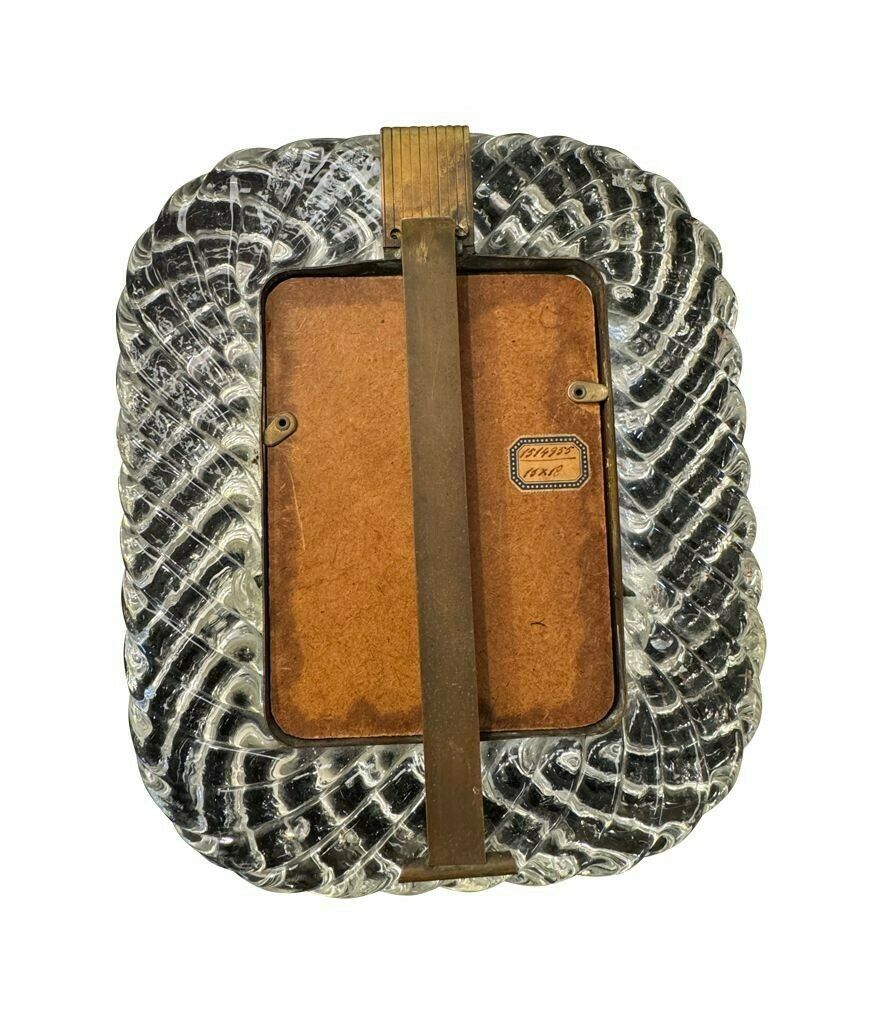 An Orignal 1940s Murano Torchon Glass And Brass Framed Mirror Attributed To Seguso photo vintage