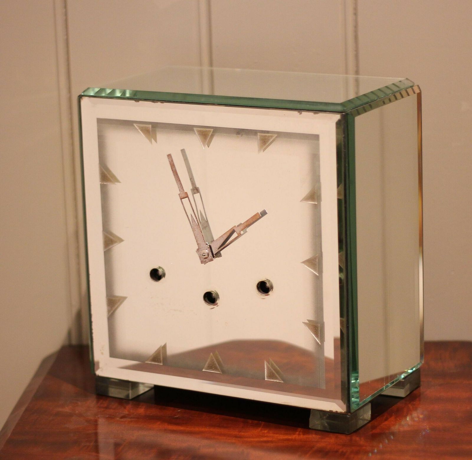 Unusual Art Deco Glass Westminster Chiming Mantel Clock photo 950.0
