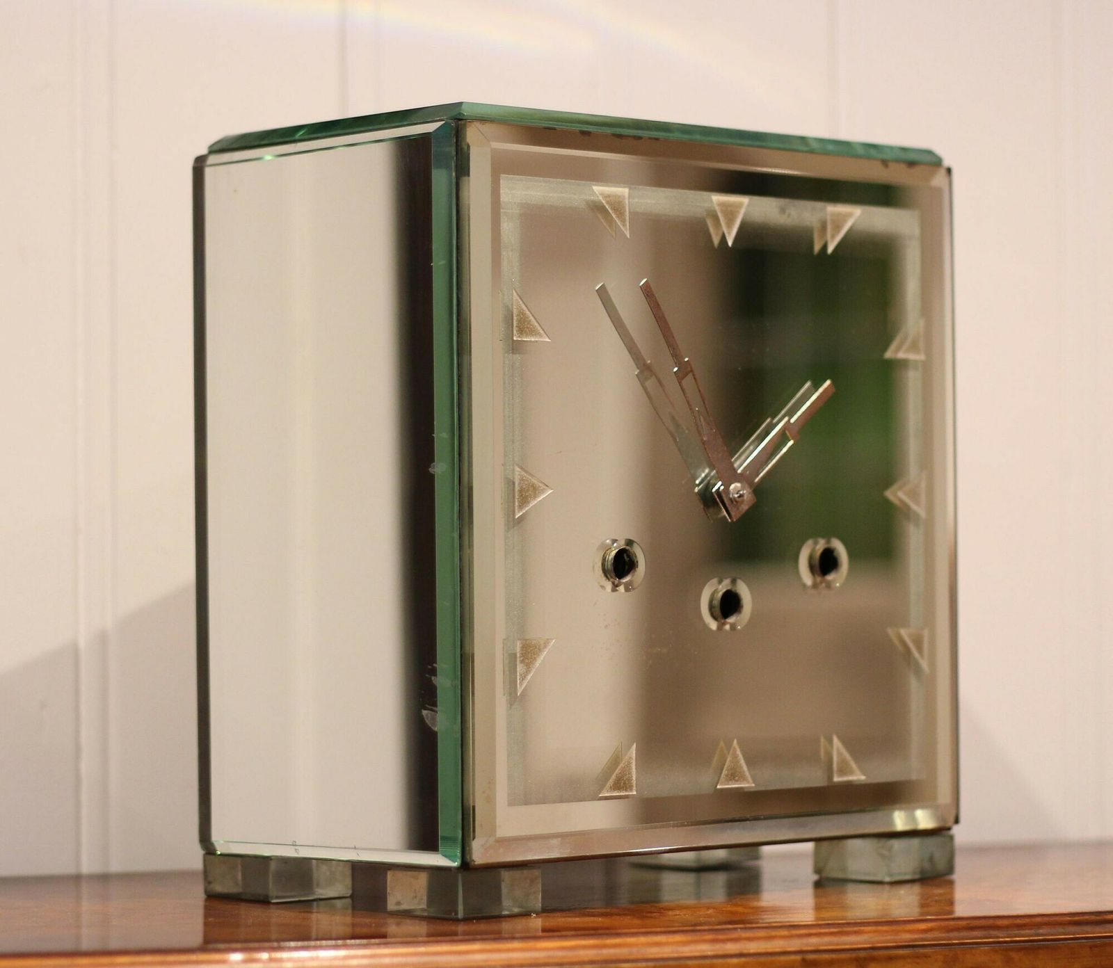 Unusual Art Deco Glass Westminster Chiming Mantel Clock photo buy