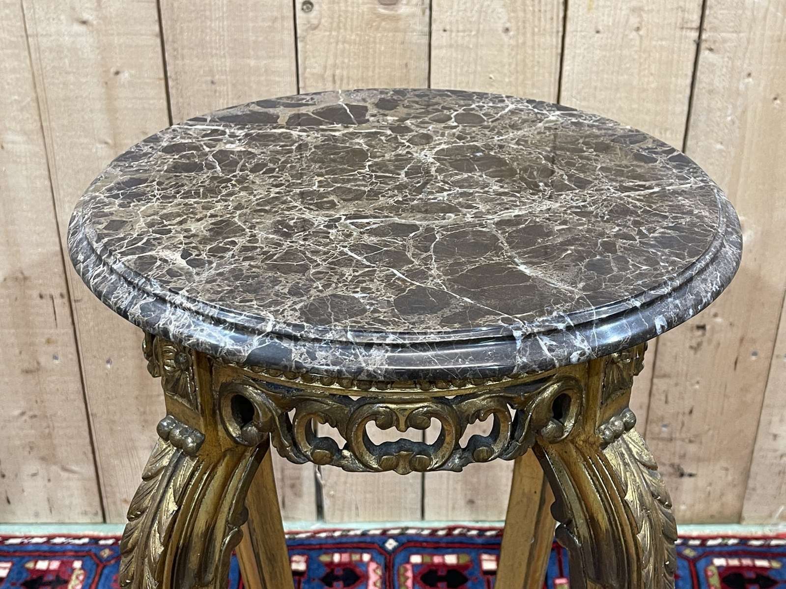 Bolster In Gilded Wood And Marble Top   Made In The 70s photo furniture