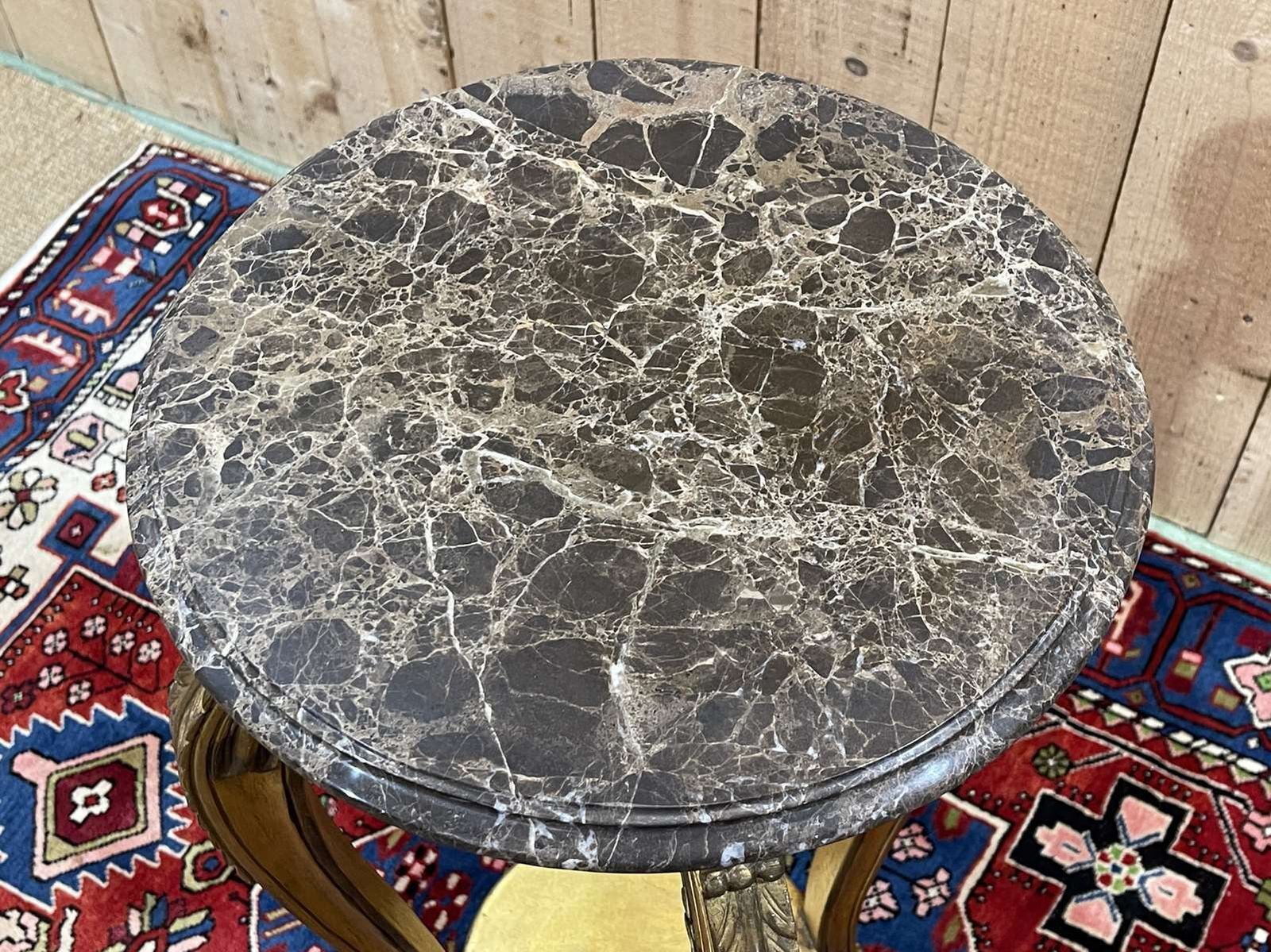 Bolster In Gilded Wood And Marble Top   Made In The 70s photo 559.0