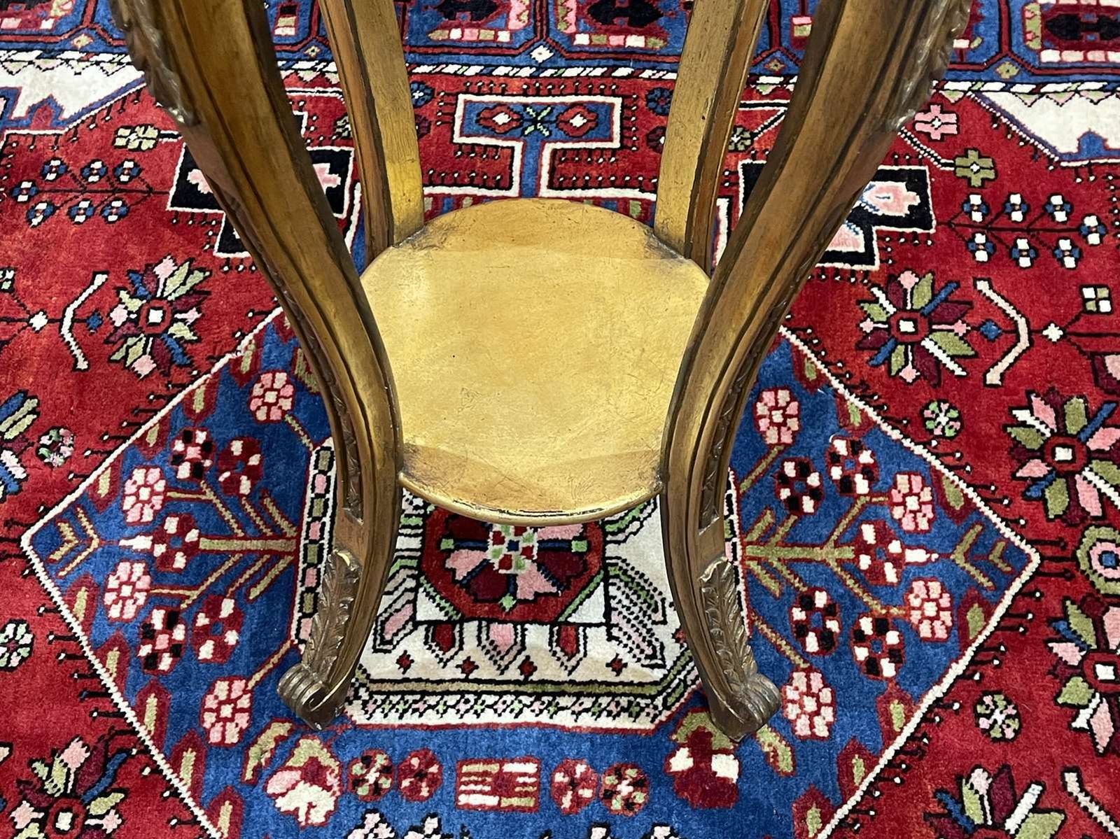 Bolster In Gilded Wood And Marble Top   Made In The 70s photo vinterior