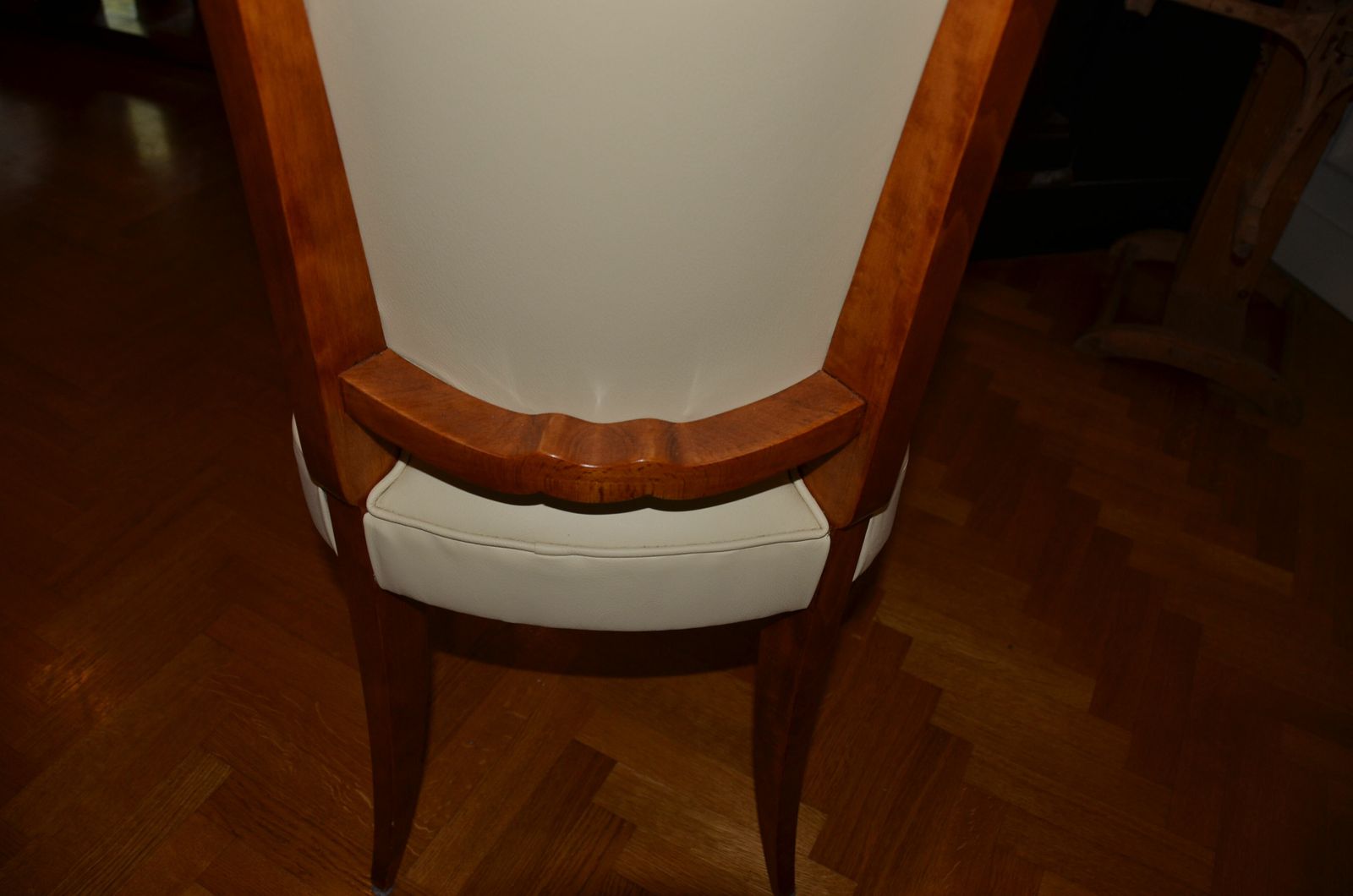 photo vinterior Set Of Six Art Deco Flesh In Stained Beech And Ivorian Leather