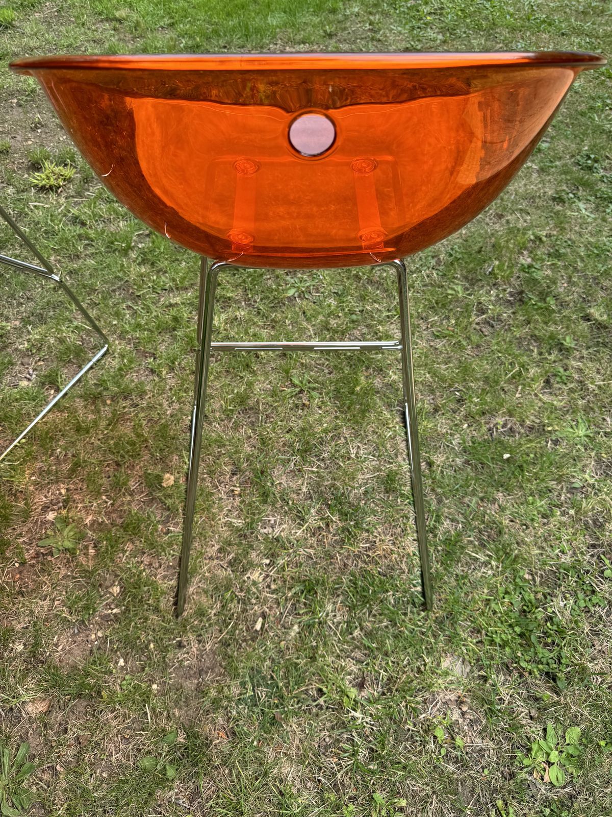Pair Of Pedrali Gliss Italian Transparent Orange Bar Stools   Modern 50's Style photo furniture