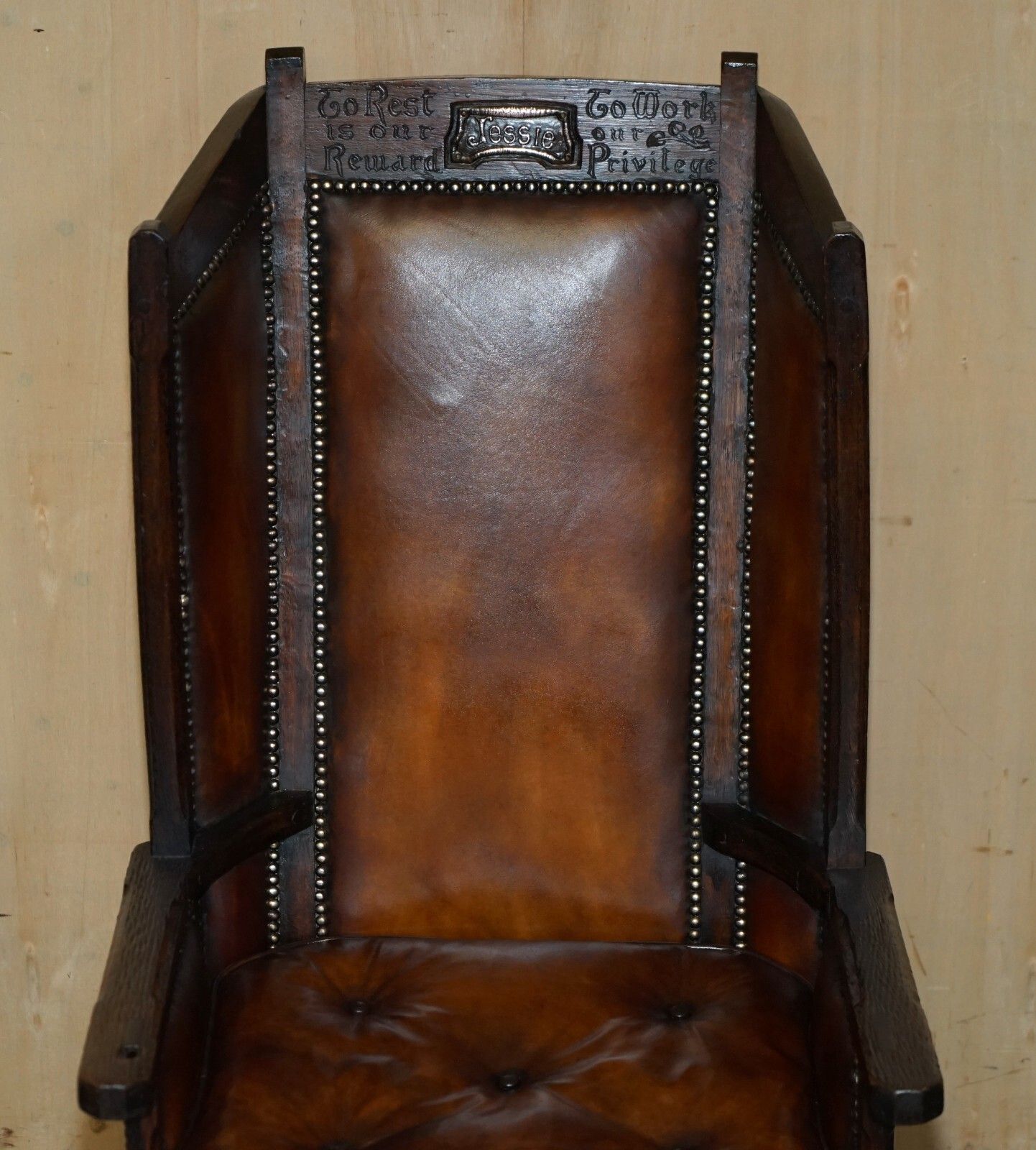 Museum Quality Carved Circa 1700 Antique Restored Brown Leather Jessie Armchair photo Furniture