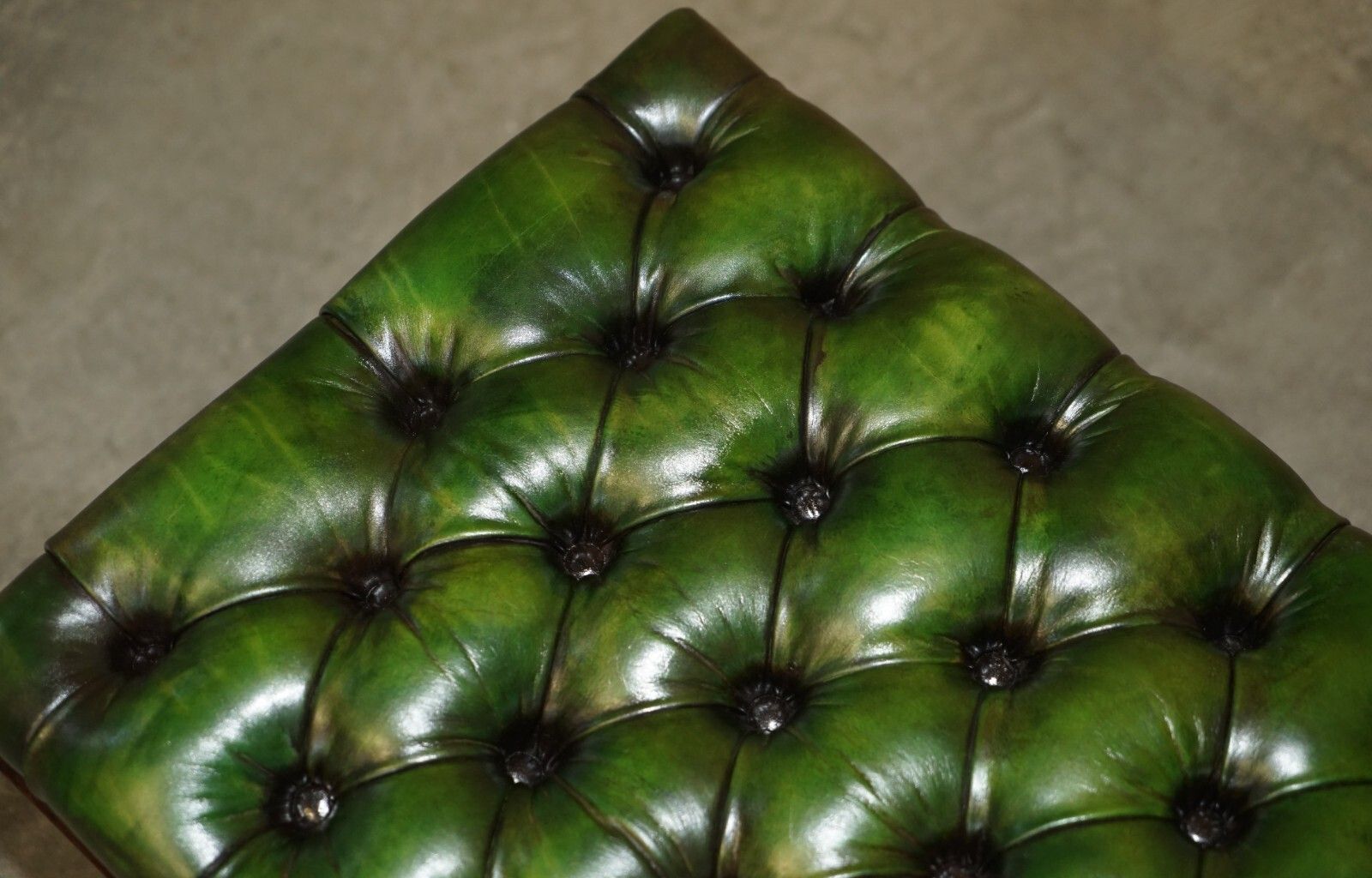 Antique William IV 1830 Green Leather Rosewood Chesterfield Stool Piano Bench photo 2950.0