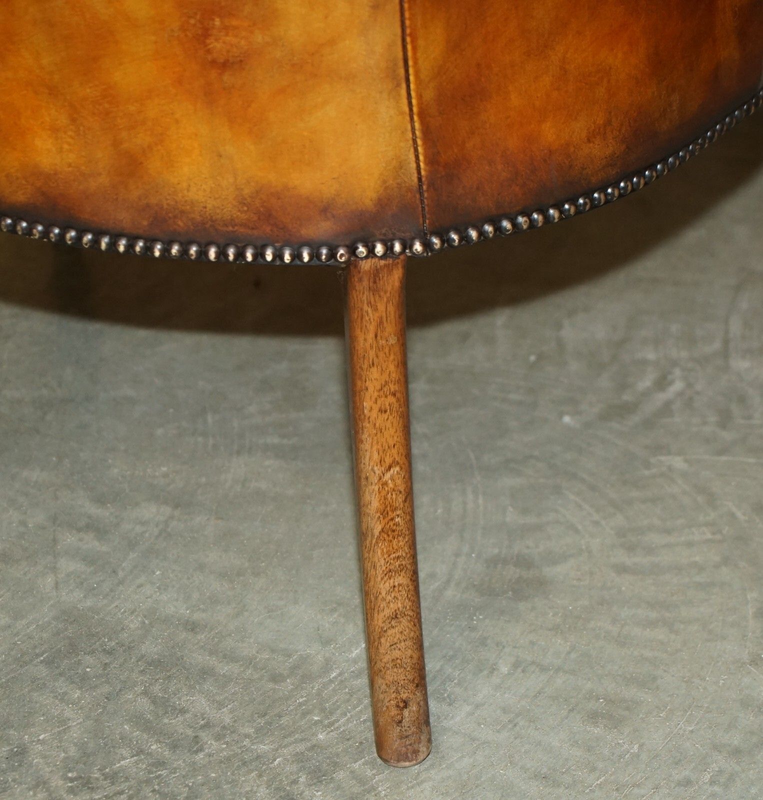 photo buy Pair Of Hand Dyed Brown Leather Thomas Chippendale Chesterfield Tub Armchairs