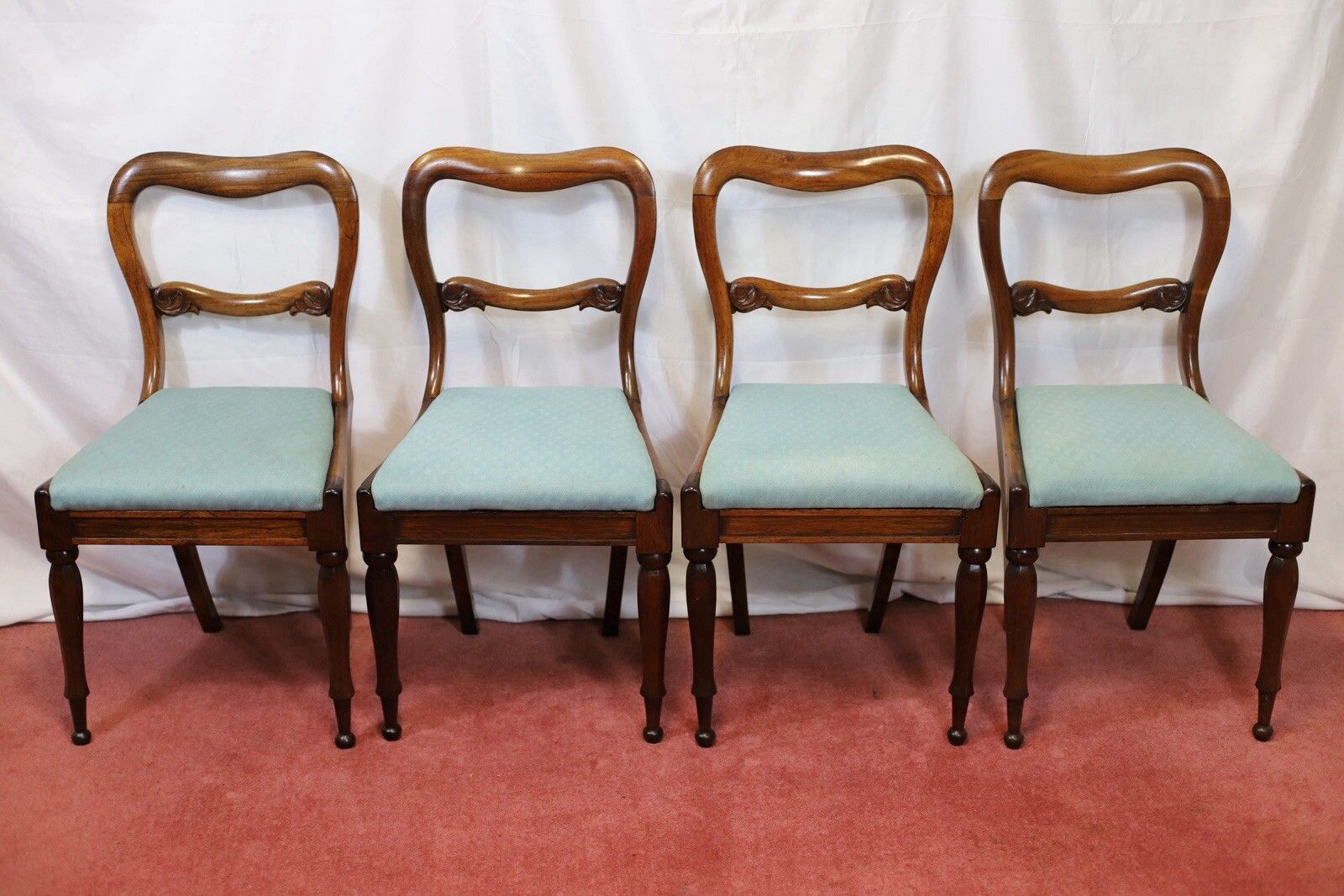 Lovely Set Of Eight Victorian Balloon Back Rosewood Dining Chairs photo for sale