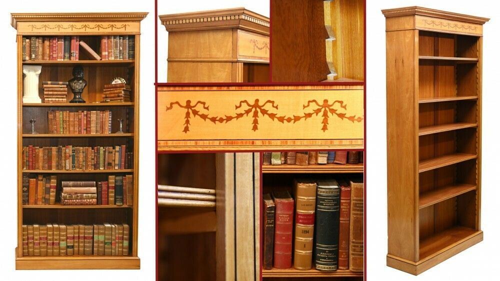 Regency Open Bookcase   Satinwood Sheraton Bookcases