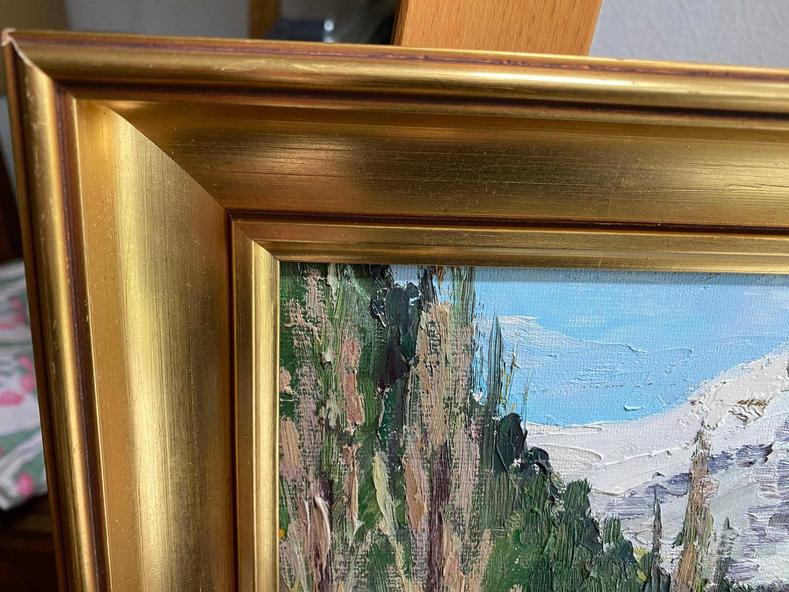 Vintage Framed Original Oil On Canvas "Andorra Snowy Alpes" photo Art