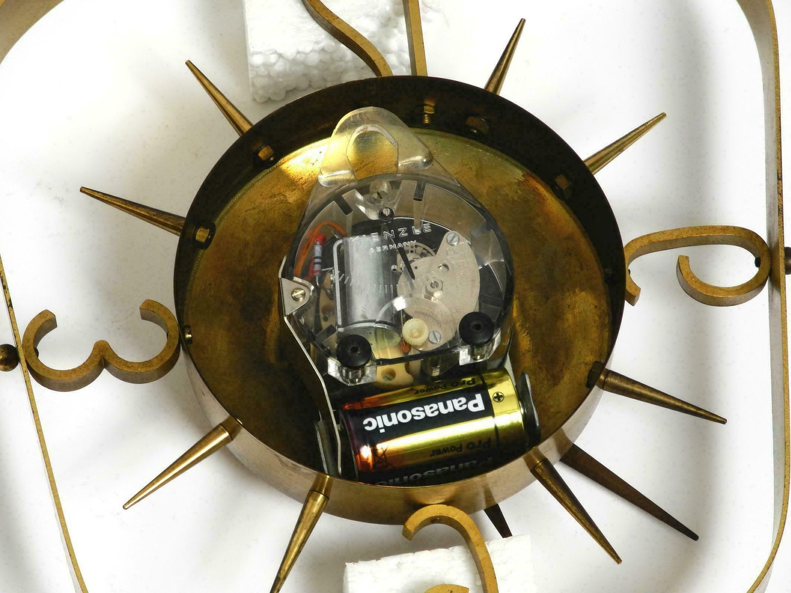 photo for sale Beautiful Mid Century Kienzle Brass Wall Clock With Original Battery Drive