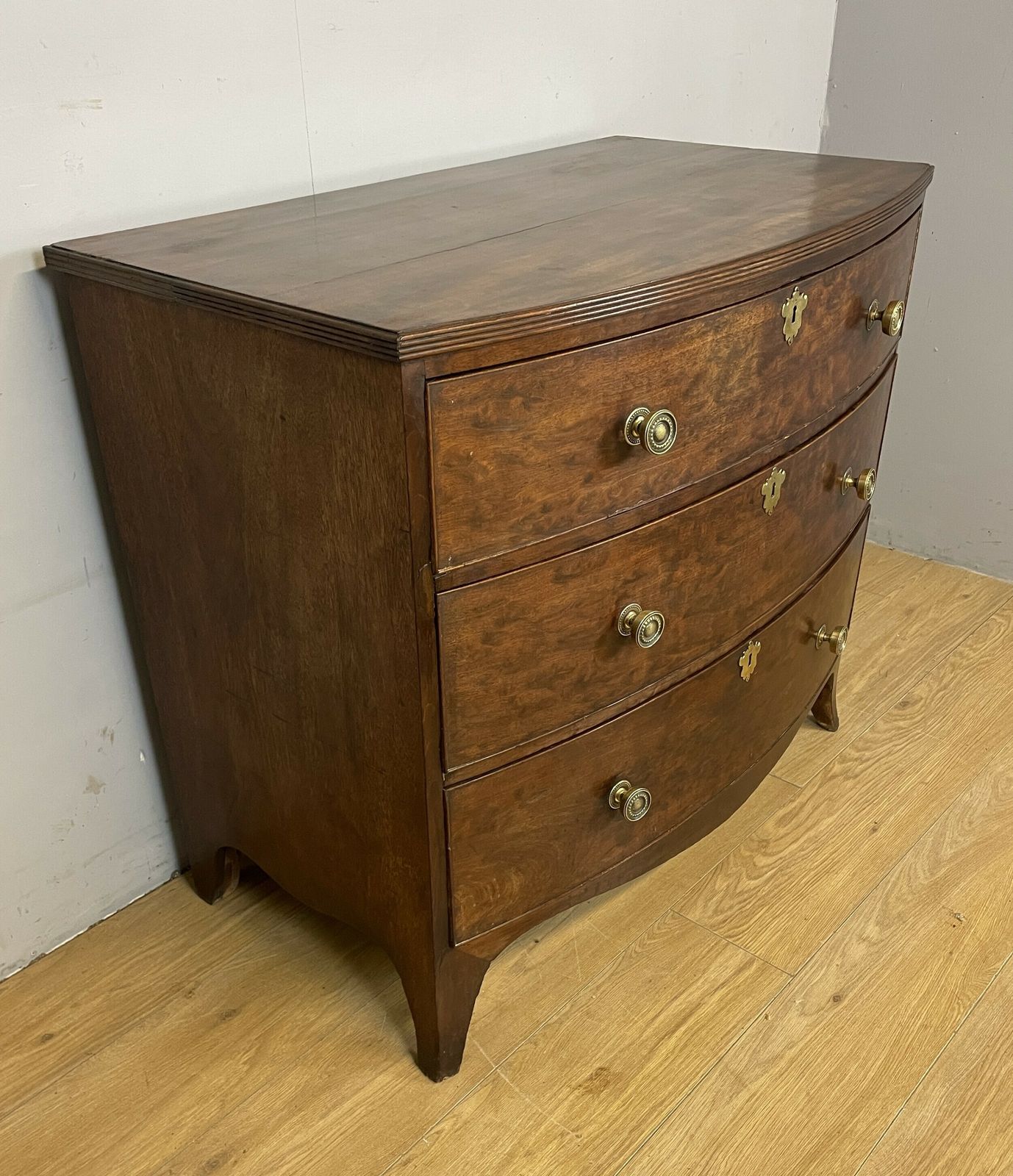 Regency Bow Front Three Height Chest Of Drawers Circa 1820 photo for sale