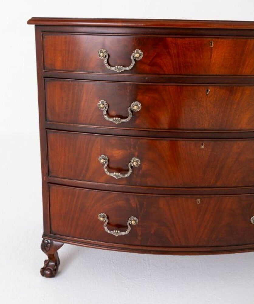 George III Chest Drawers Bow Front Mahogany photo for sale