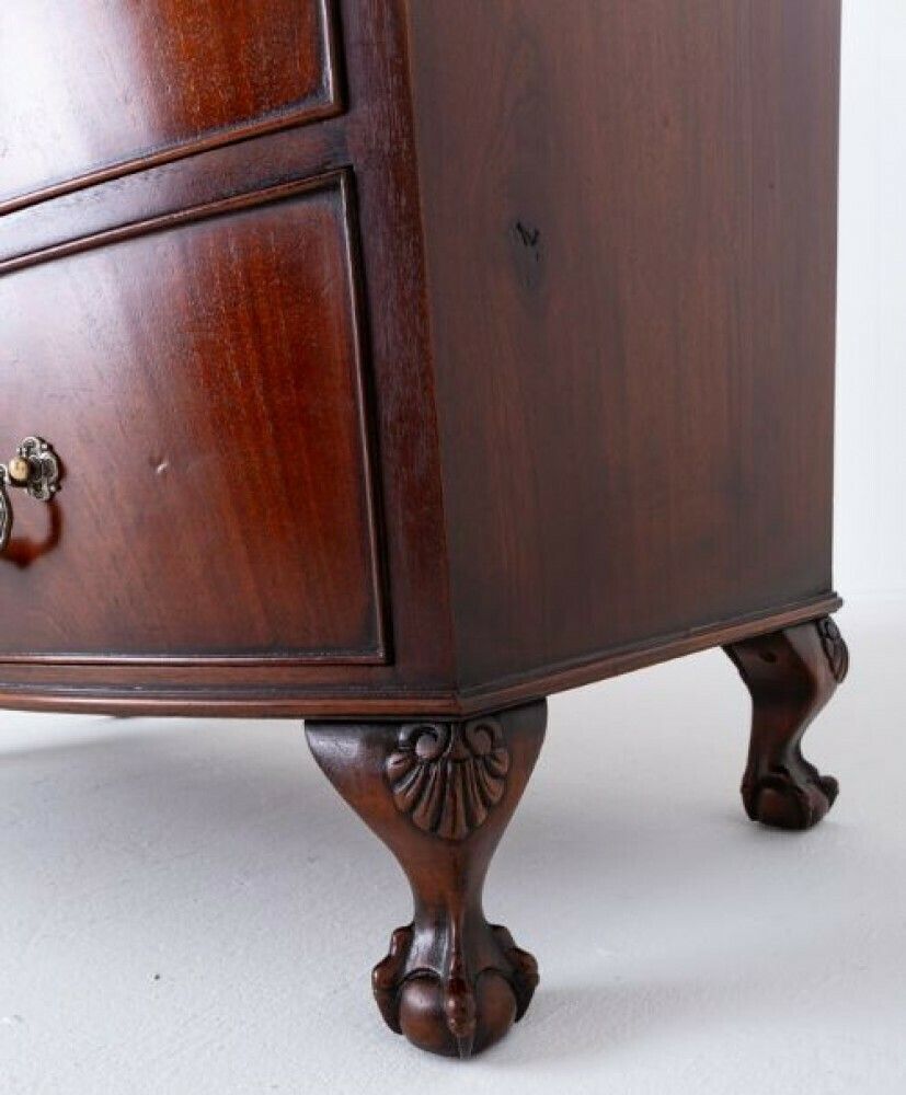 George III Chest Drawers Bow Front Mahogany photo vintage
