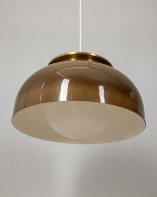 Vintage Pendant Light In Brown Plastic By Luigi Massoni For Harwey Guzzini, Italian Design,  1970s