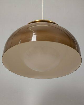 Vintage Pendant Light In Brown Plastic By Luigi Massoni For Harwey Guzzini, Italian Design,  1970s photo furniture