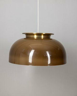 Vintage Pendant Light In Brown Plastic By Luigi Massoni For Harwey Guzzini, Italian Design,  1970s photo for sale