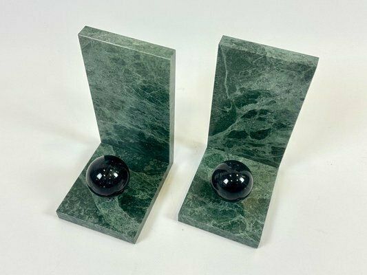 French Art Deco Green Marble Bookends With Balls, 1930s, Set Of 2 photo buy