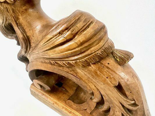 1469.0 Italian Artist, Caryatid Sculpture, 19th Century, Carved Walnut photo