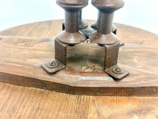 Furniture Antique Victorian Folk Art Wood Spool Side Table photo