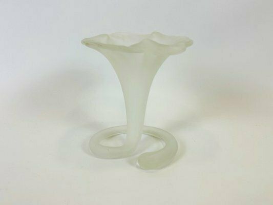 Vintage Handmade Frosted Glass Lilly Vase From Stiver, 1970s