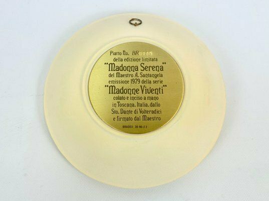 Italian Hand Carved Alabaster Wall Plate Madonna Serena By A. Santangela For Studio Dante Di Volteradici, 1979 photo buy