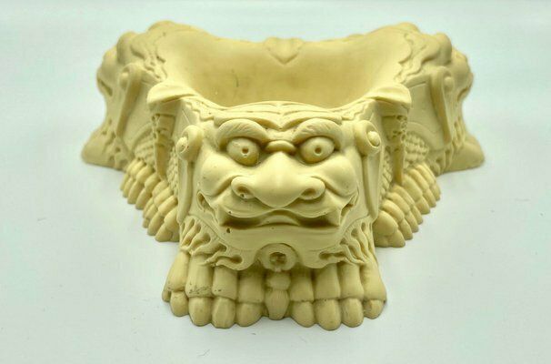 Chinese Faux Ivory Foo Dog Resin Ashtray, 1960s photo vintage