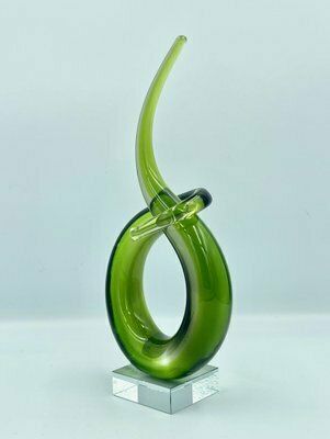 Italian Abstract Green Murano Glass Twist Sculpture, 1960s photo 378.0