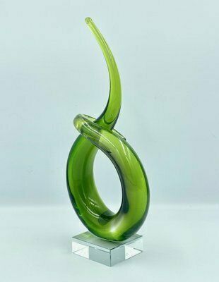 Italian Abstract Green Murano Glass Twist Sculpture, 1960s photo buy