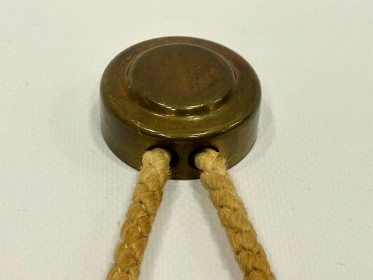 German Brass Wind Up Wall Clock With Rope Hanger By Upg Halle, 1960s photo vinterior