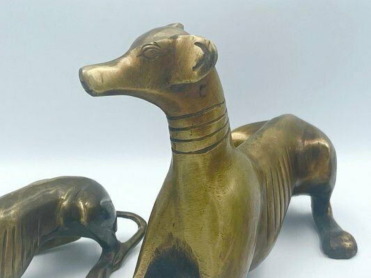 Greyhounds Or Whippets In Brass, 1960s, Set Of 3 photo vintage