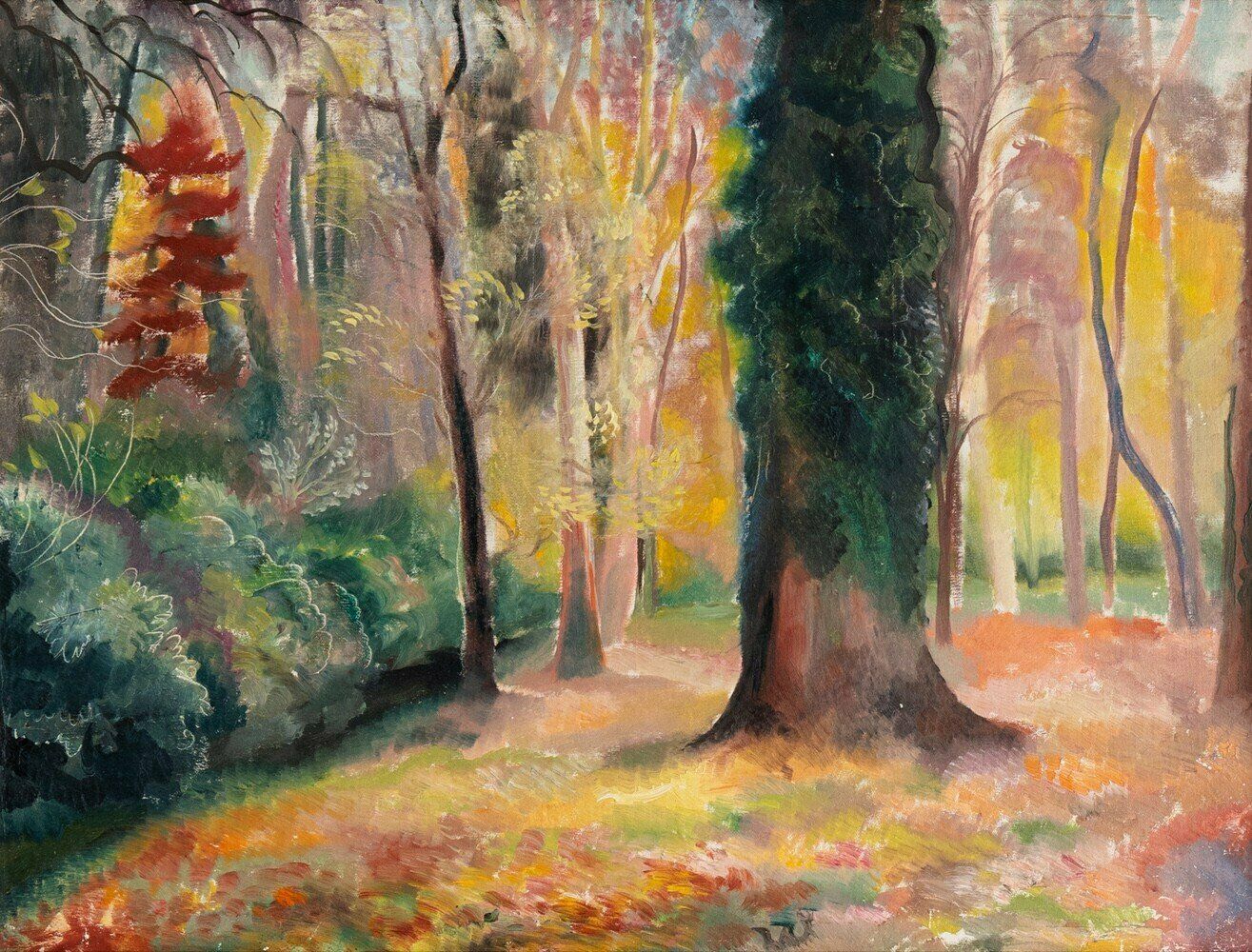 Camille Roche, Undergrowth, Oil Painting On Canvas, 1930s photo for sale