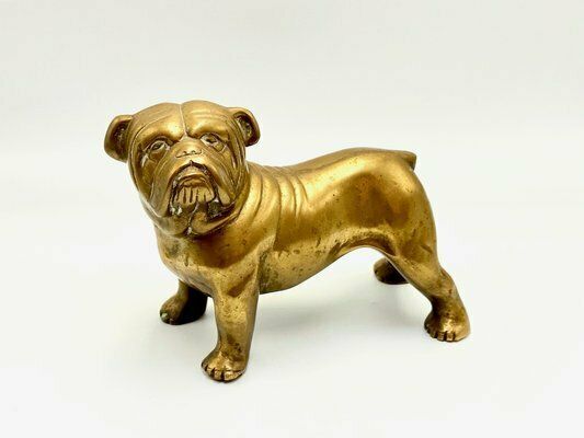 Brass Bulldog Paperweight Or Statue, 1940s