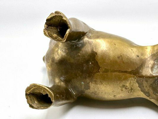 Brass Bulldog Paperweight Or Statue, 1940s photo vinterior