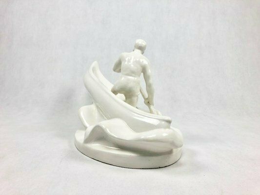 Ceramic Figure Of Canoeist From Jihokera Bechyně, Czechoslovakia, 1960s photo 248.0