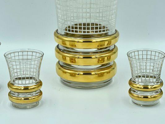 Art Deco Style Bohemian Liquor Set From Borocrystal, 1950s, Set Of 5 photo vinterior