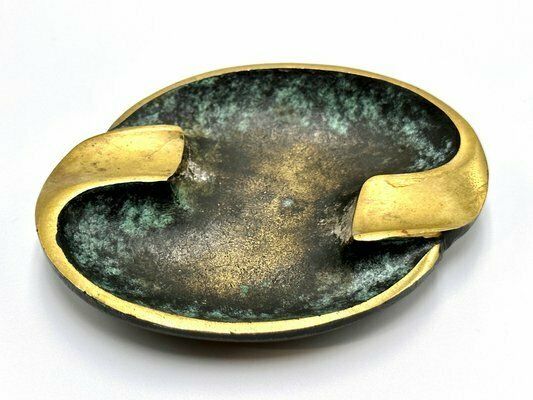 Vintage Austrian Elliptical Brass Ashtray Attributed To Franz Hagenauer, 1950s photo furniture
