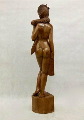 Balinese Artist, Carved Statue Of Woman, 1960s photo for sale